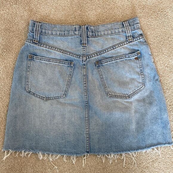 Madewell Rigid Denim A-Line Skirt Cut Out Edition Raw Hem Size 27 - Picture 6 of 11